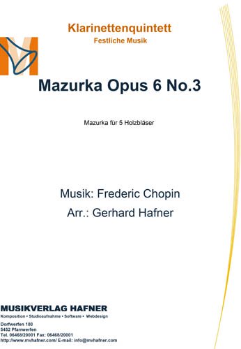 Mazurka Opus 6 No.3 - Klarinettenquintett - Festliche Musik 